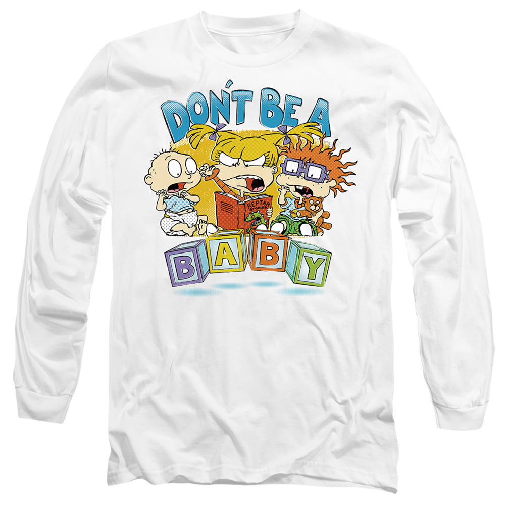 Rugrats Don'T Be A Baby Blocks Mens Long Sleeve Shirt White Officially Licensed