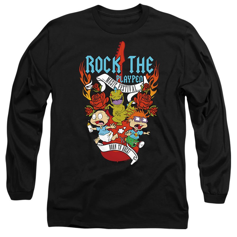 Rugrats Rock The Playpen Music Festival Mens Long Sleeve Shirt Black Officially Licensed