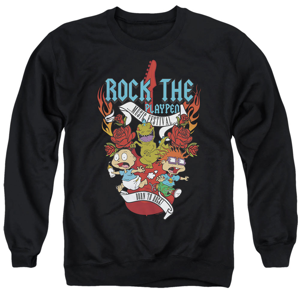 Rugrats Rock The Playpen Music Festival Mens Crewneck Sweatshirt Black Officially Licensed