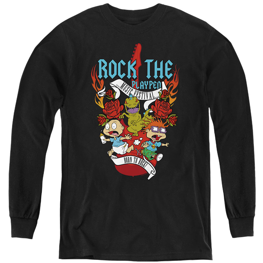 Rugrats Rock The Playpen Music Festival Long Sleeve Kids Youth T Shirt Black Officially Licensed