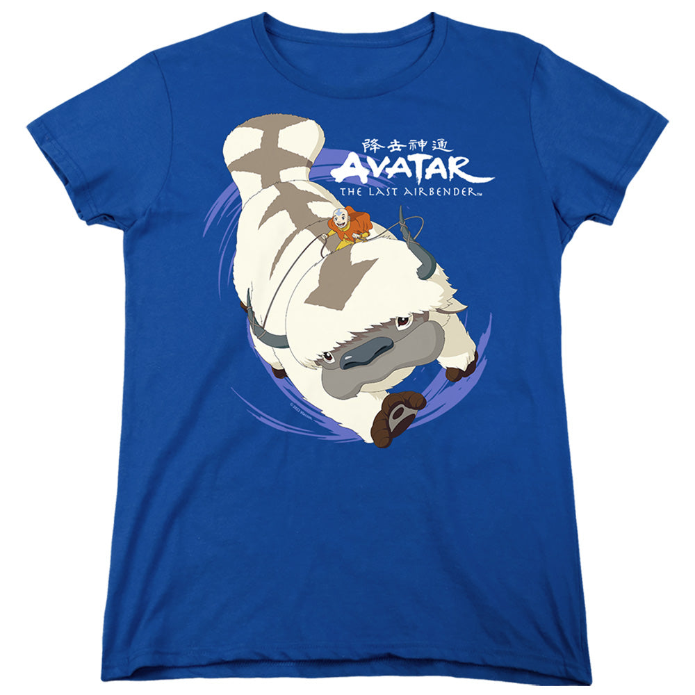 Avatar The Last Airbender Appa In Flight Womens T Shirt Royal Blue Officially Licensed
