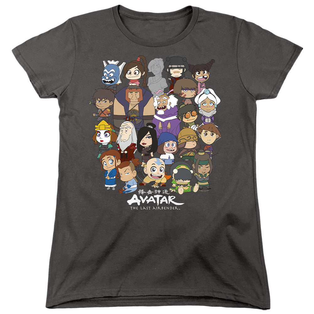 Avatar The Last Airbender Chibi Group Womens T Shirt Charcoal Officially Licensed