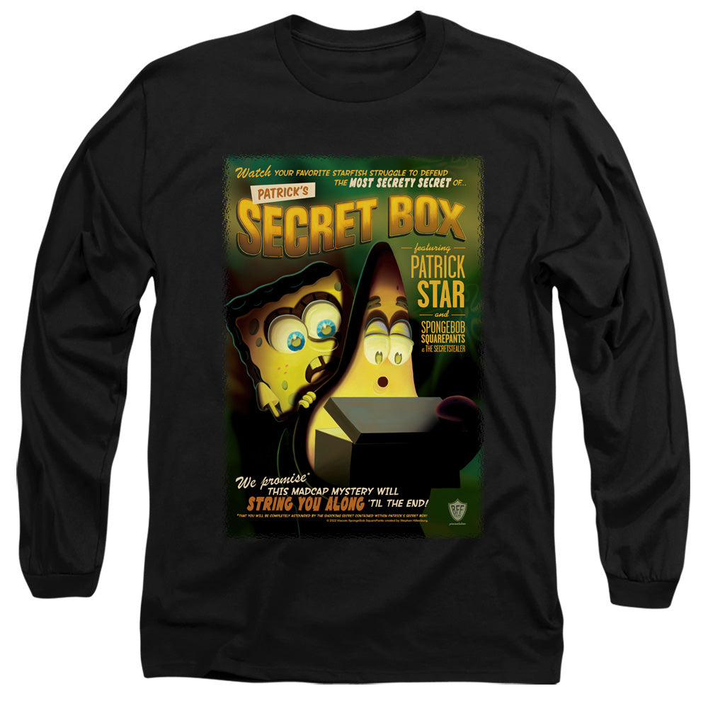 Spongebob Patrick’S Secret Box Mens Long Sleeve Shirt Black Officially Licensed
