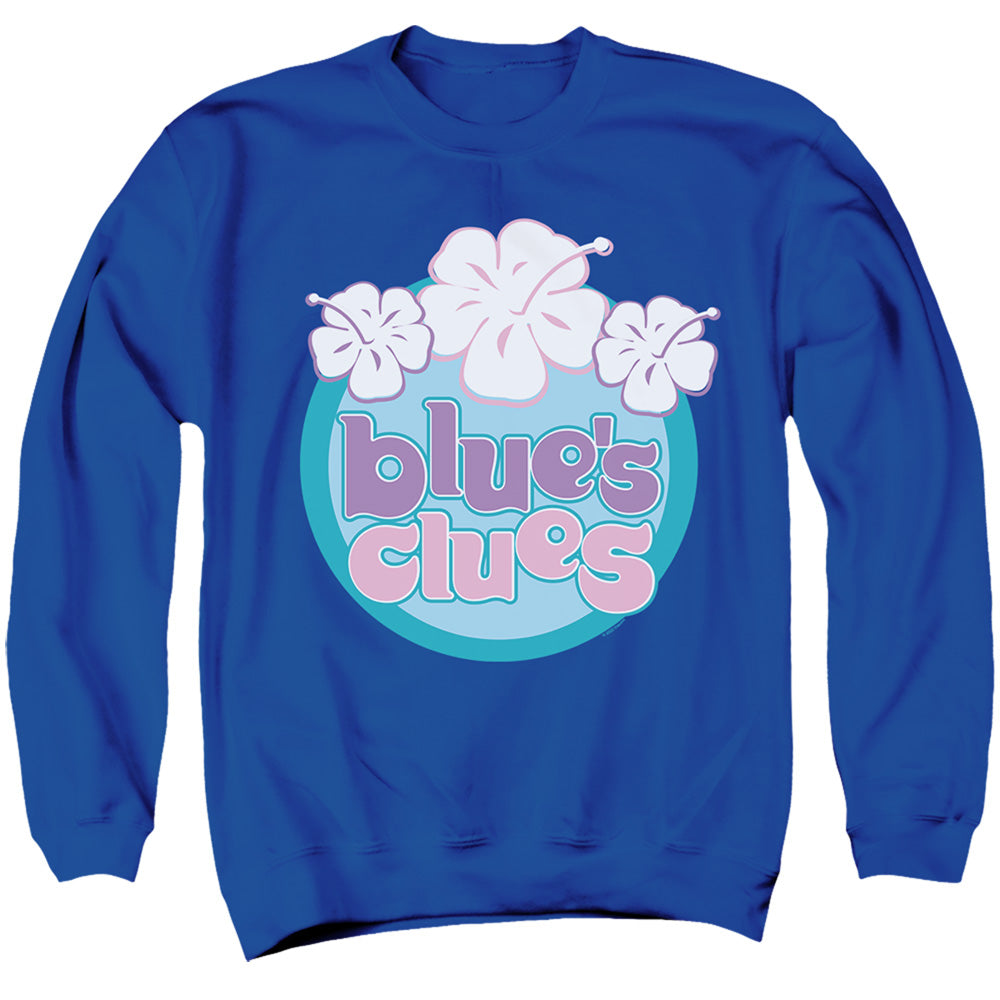 Blue’S Clues (Classic) Hawaiian Flowers Mens Crewneck Sweatshirt Royal Officially Licensed