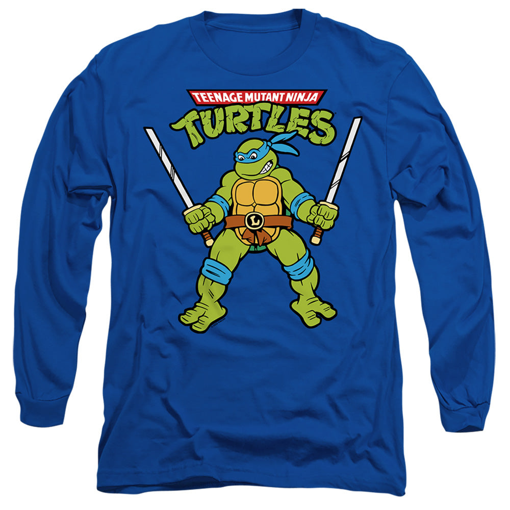 Tmnt Retro Leo Mens Long Sleeve Shirt Royal Officially Licensed