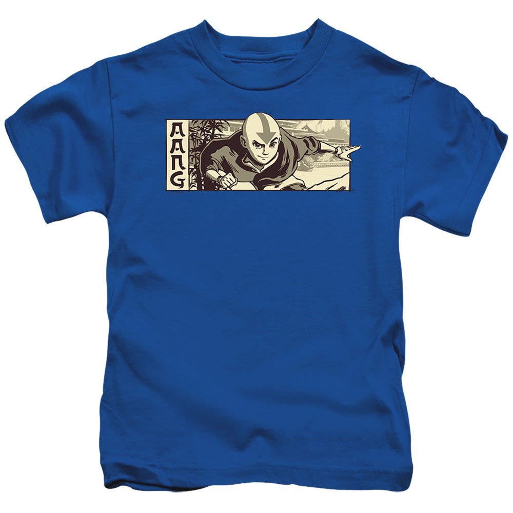 Avatar The Last Airbender Illustrated Aang Juvenile Kids Youth T Shirt Royal Blue Officially Licensed