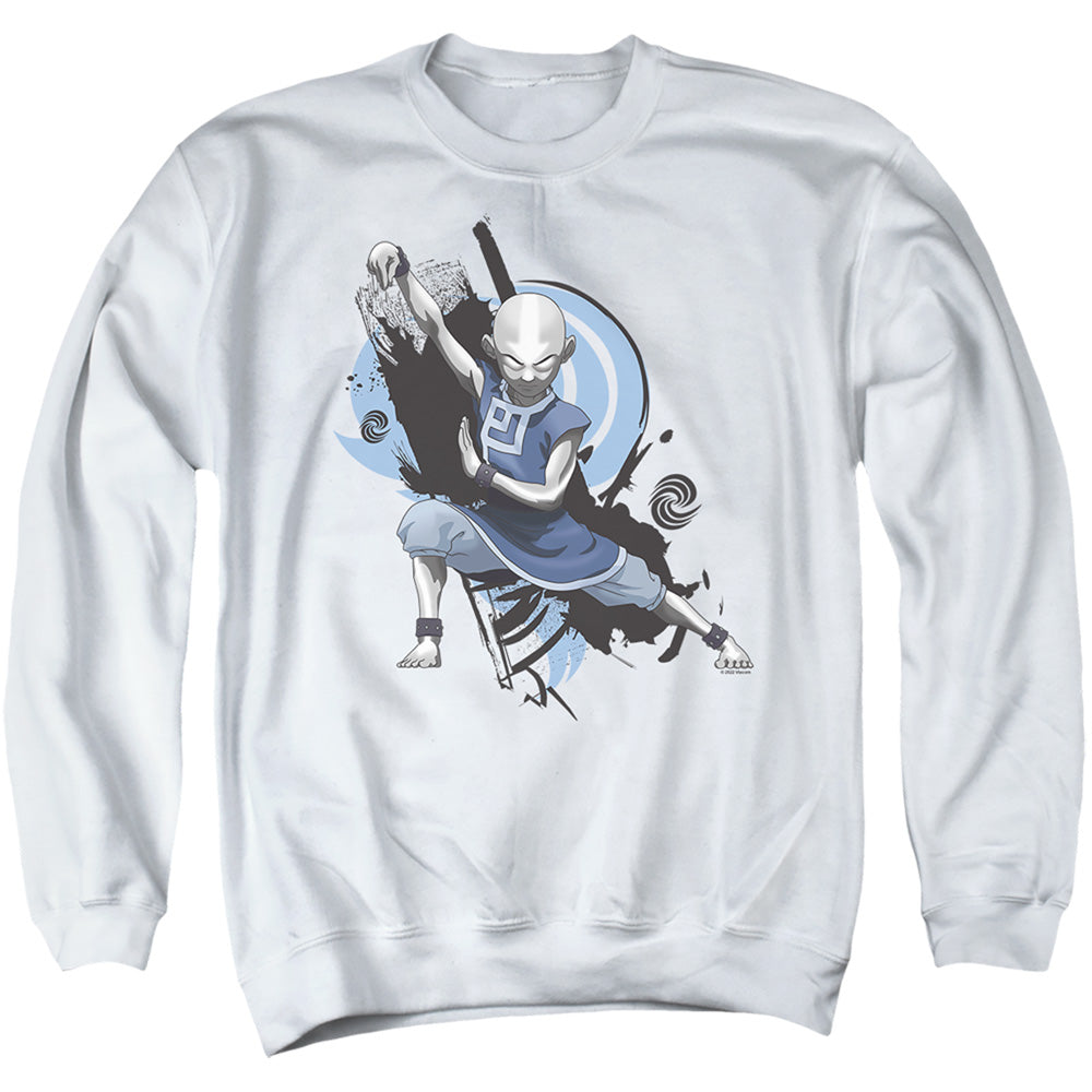 Avatar The Last Airbender Energybending Aang Mens Crewneck Sweatshirt White