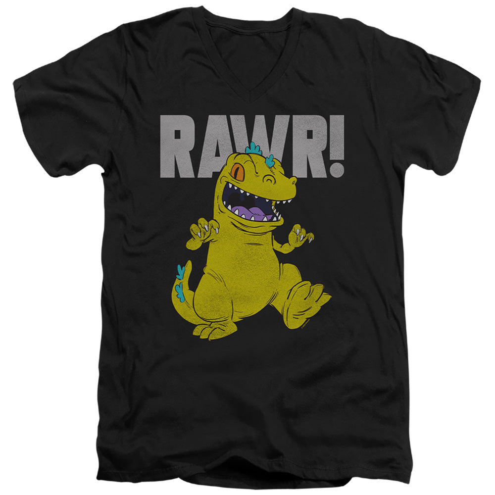 Rugrats Reptar Mens Slim Fit V-Neck T Shirt Black Officially Licensed