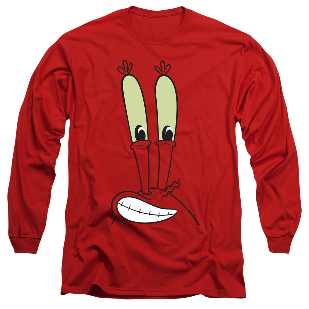 Spongebob Mr. Krabs Smile Face Mens Long Sleeve Shirt Red Officially Licensed