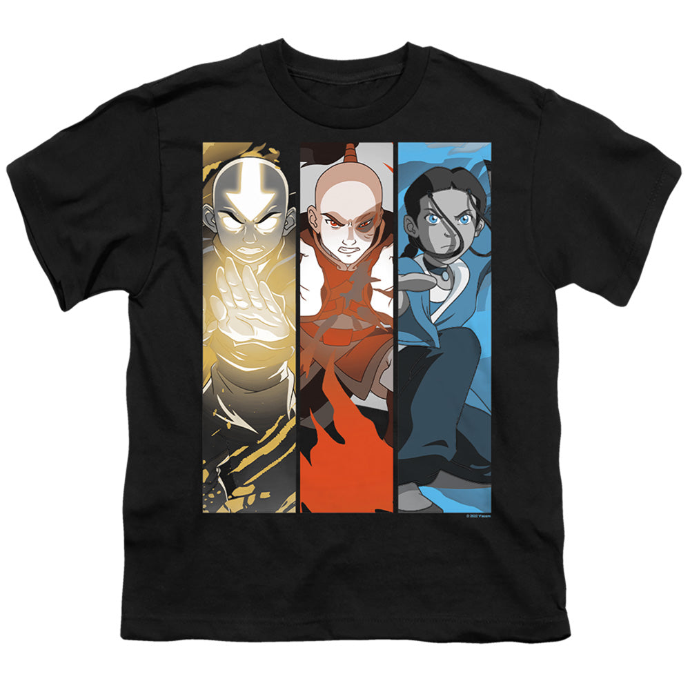 Avatar Triple Bender Kids Youth T Shirt Black Officially Licensed