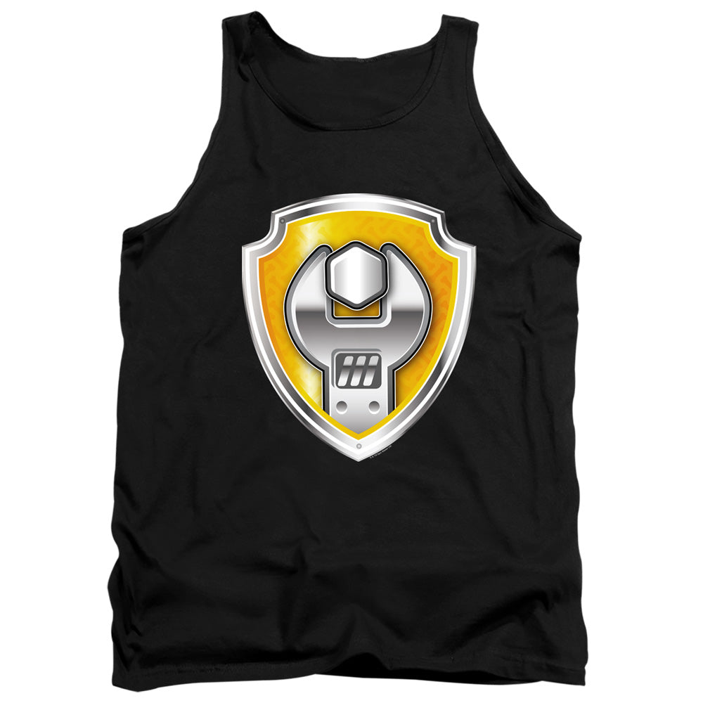 Paw Patrol Rubble Badge Mens Tank Top Shirt Black Officially Licensed