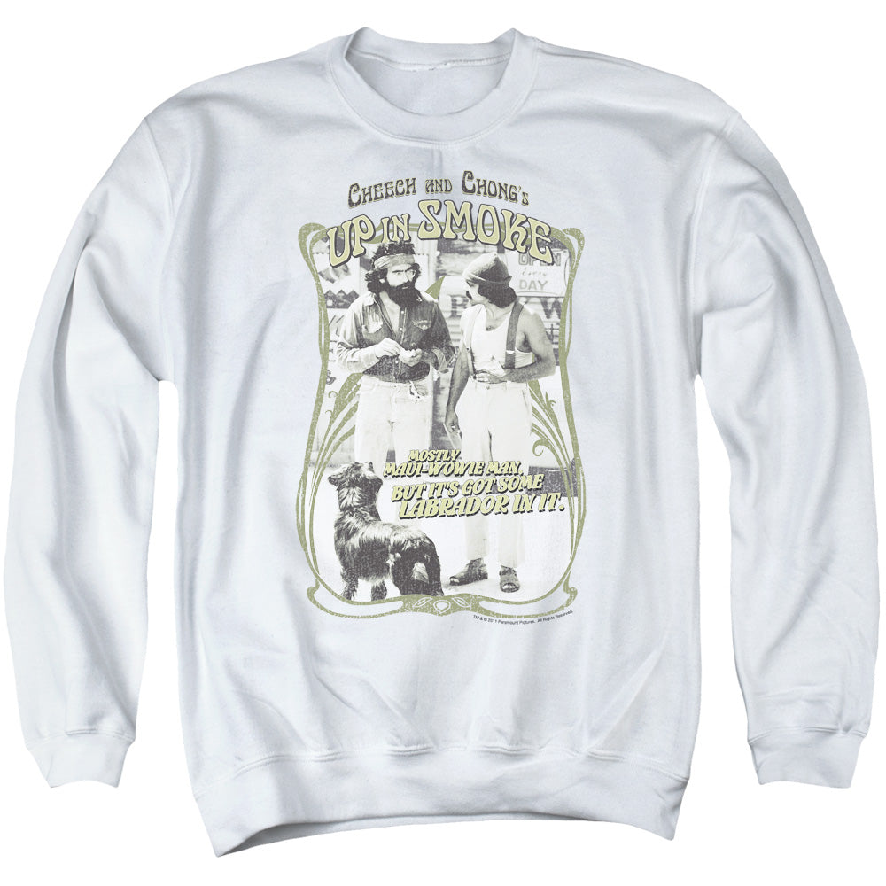 Up In Smoke Labrador Mens Crewneck Sweatshirt White Officially Licensed