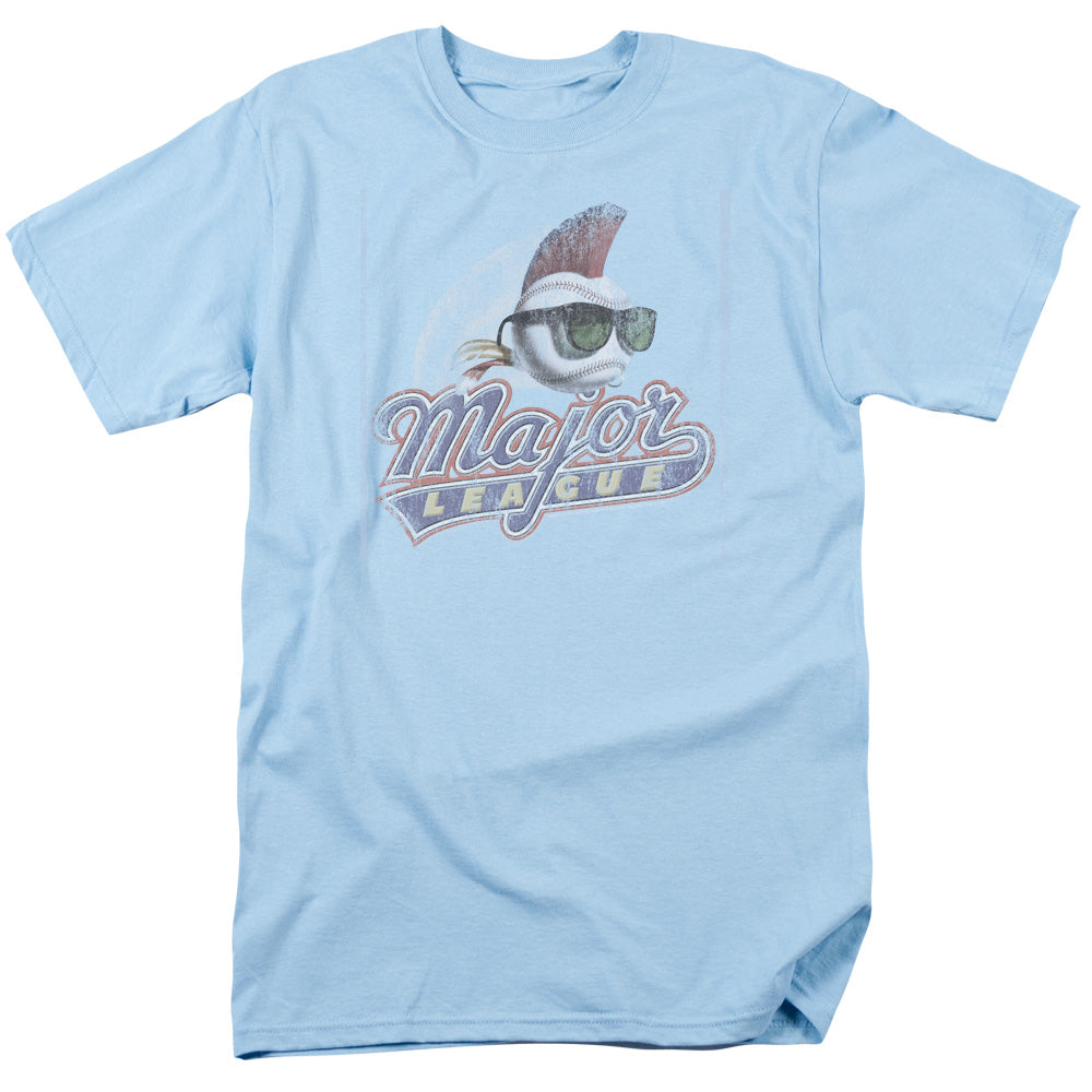 Major League Distressed Logo Mens T Shirt Light Blue Officially Licensed
