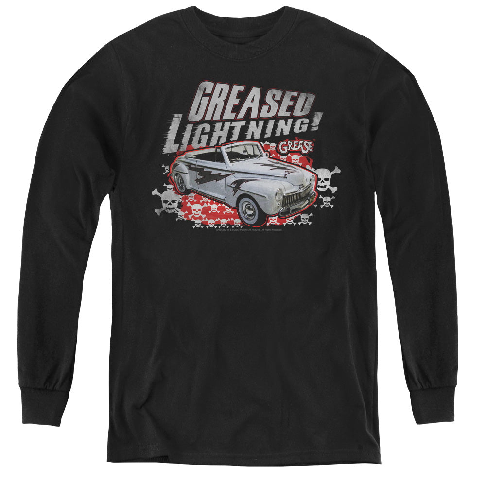 Grease Greased Lightening Long Sleeve Kids Youth T Shirt Black Officially Licensed