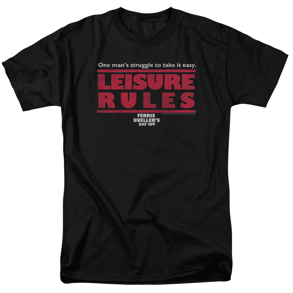 Ferris Buellers Day Off Leisure Rules Mens T Shirt Black Officially Licensed