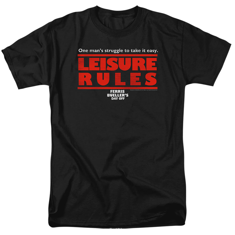 Ferris Bueller Leisure Rules Mens T Shirt Black Officially Licensed