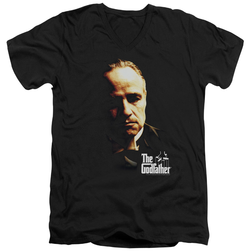 The Godfather Don Vito Mens Slim Fit V-Neck T Shirt Black Officially Licensed