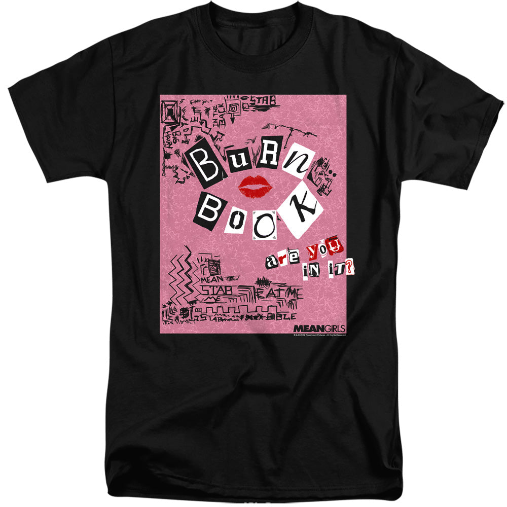 Mean Girls Burn Book Mens Tall T Shirt Black Officially Licensed