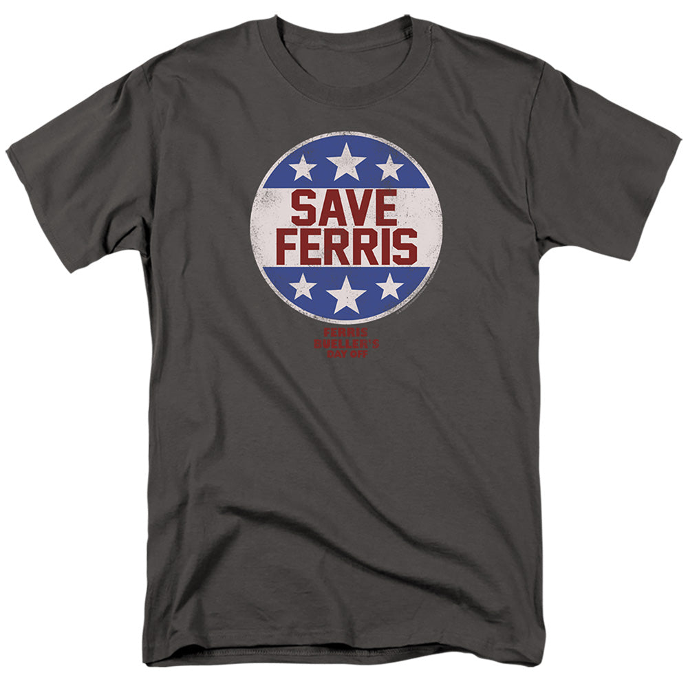 Ferris Bueller Save Ferris Badge Mens T Shirt Charcoal Officially Licensed