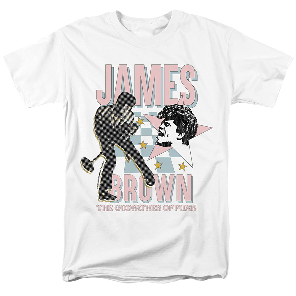 James Brown Funky Mic Mens T Shirt White Officially Licensed