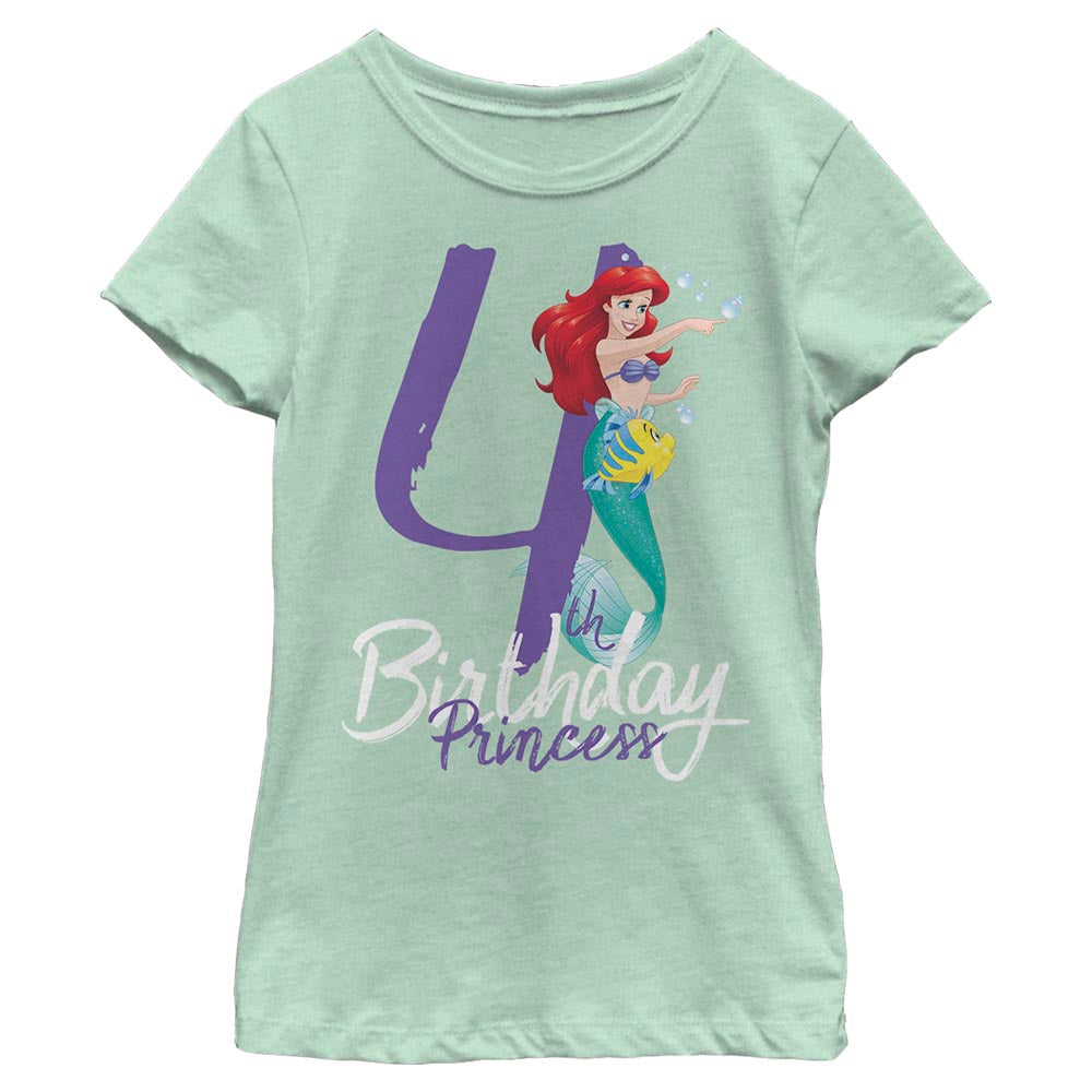 Disney Birthday Mermaid Four Girls Kids T Shirt
