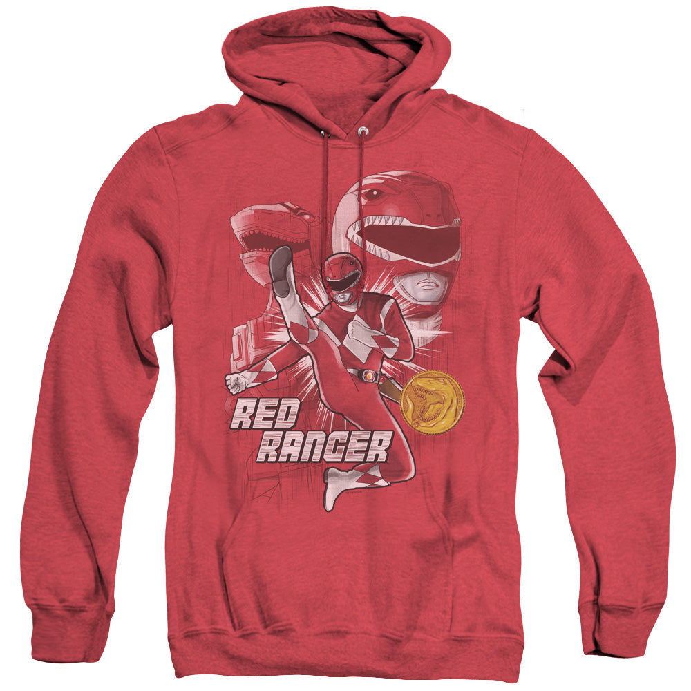 Power Rangers Red Ranger Mens Heather Hoodie Red Officially Licensed