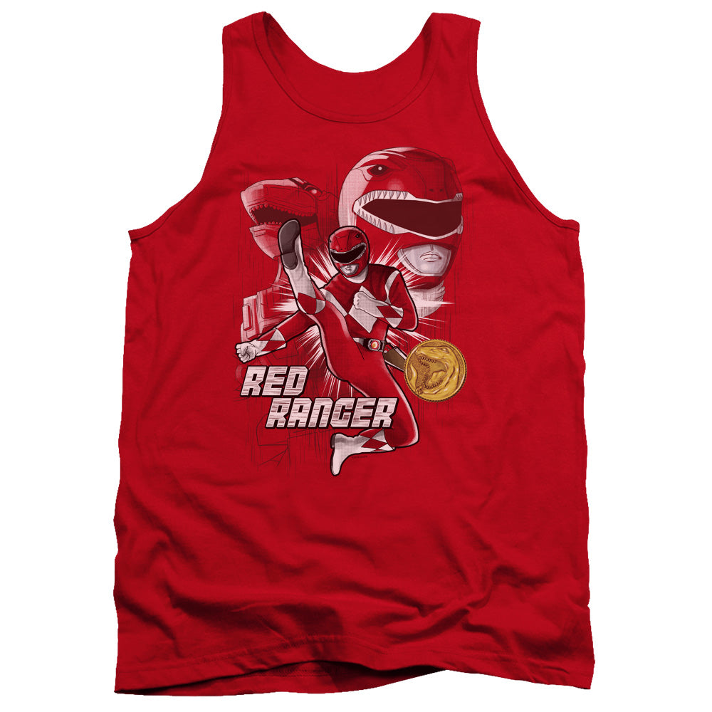 Power Rangers Red Ranger Mens Tank Top Shirt Red Officially Licensed