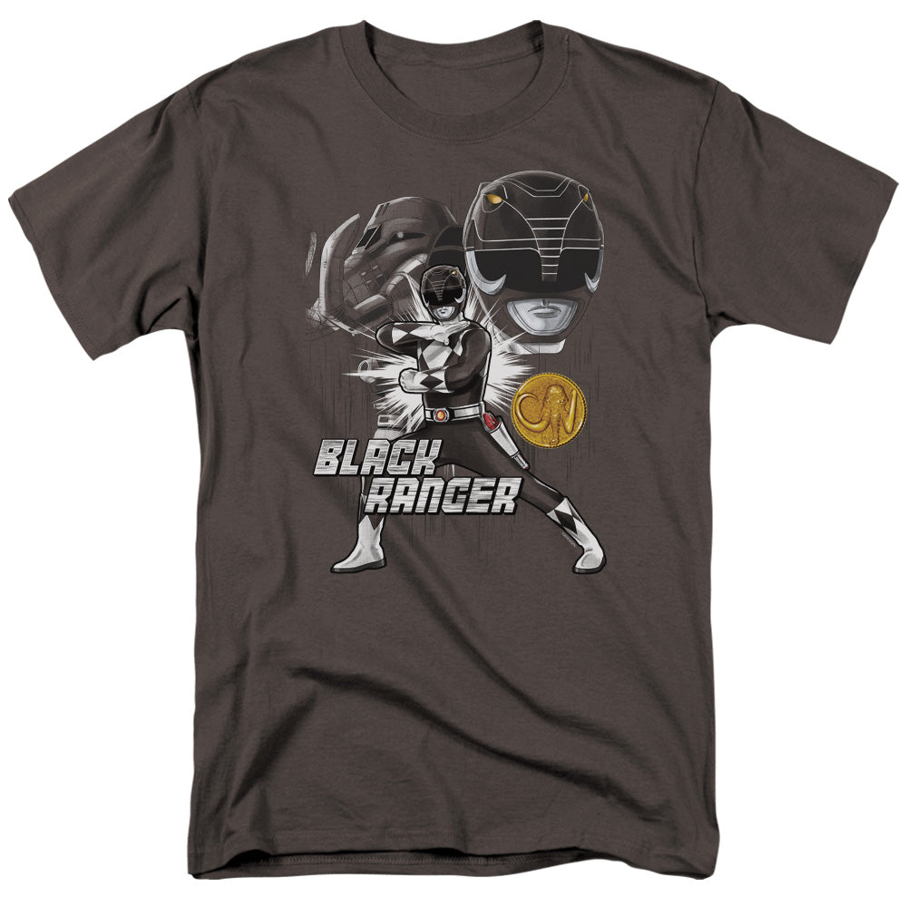 Power Rangers Black Ranger Mens T Shirt Charcoal Officially Licensed