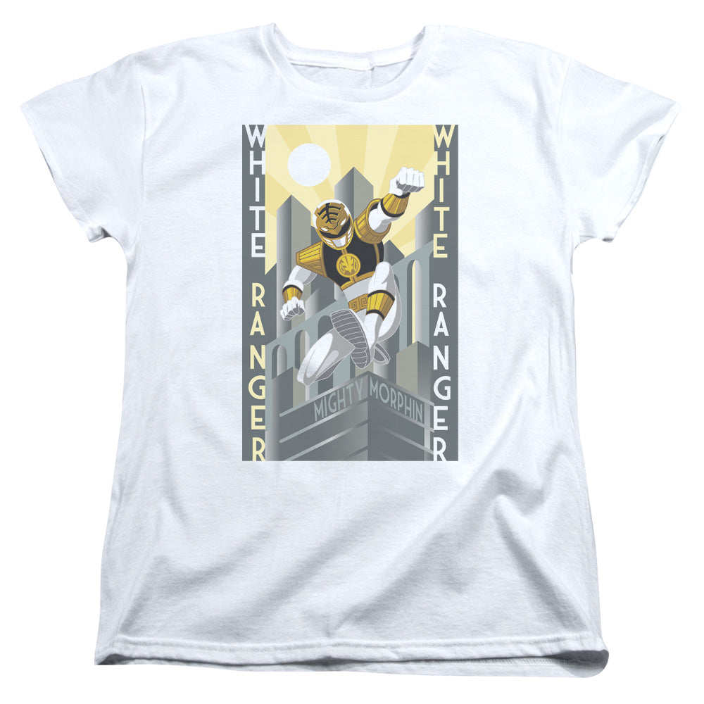 Power Rangers White Ranger Deco Womens T Shirt White Officially Licensed