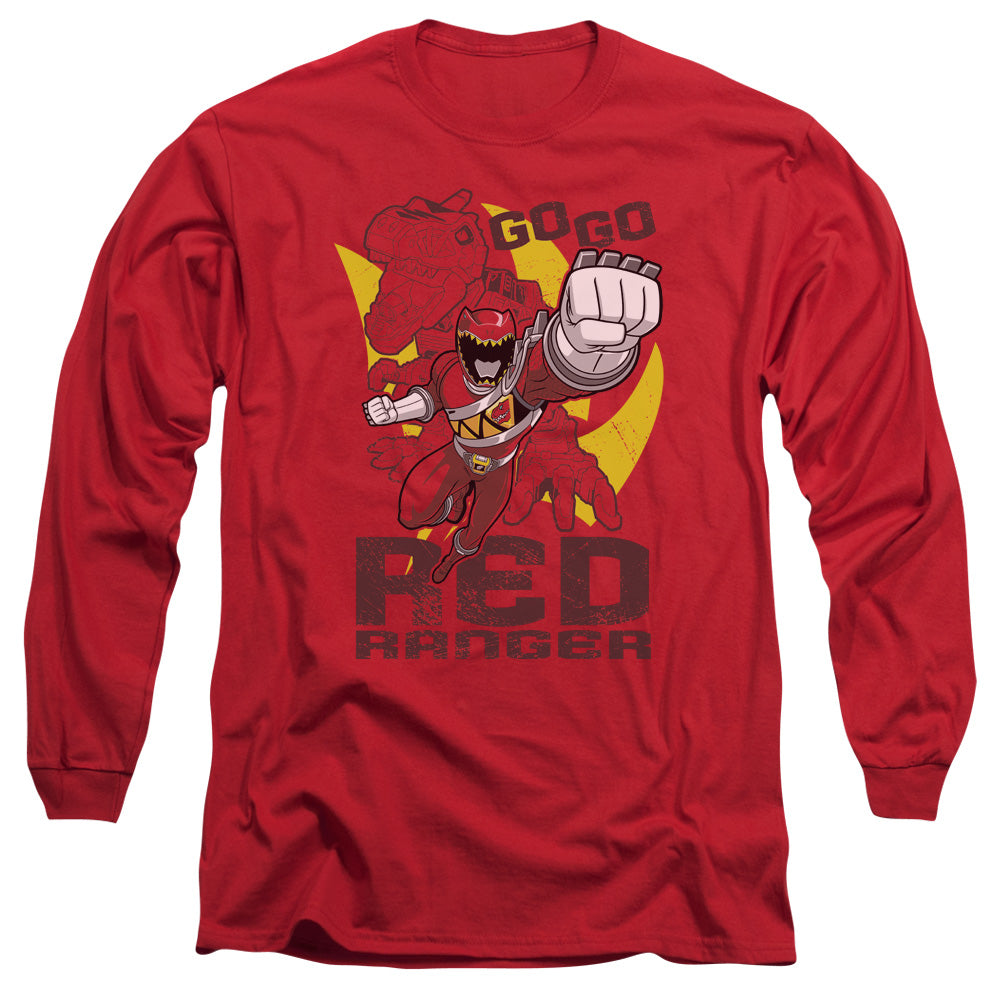 Power Rangers Go Red Mens Long Sleeve Shirt Red Officially Licensed