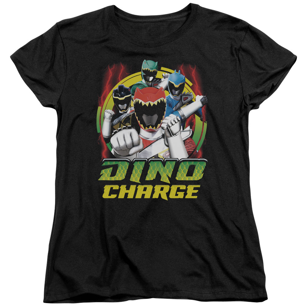 Power Rangers Dino Lightning Womens T Shirt Black Officially Licensed