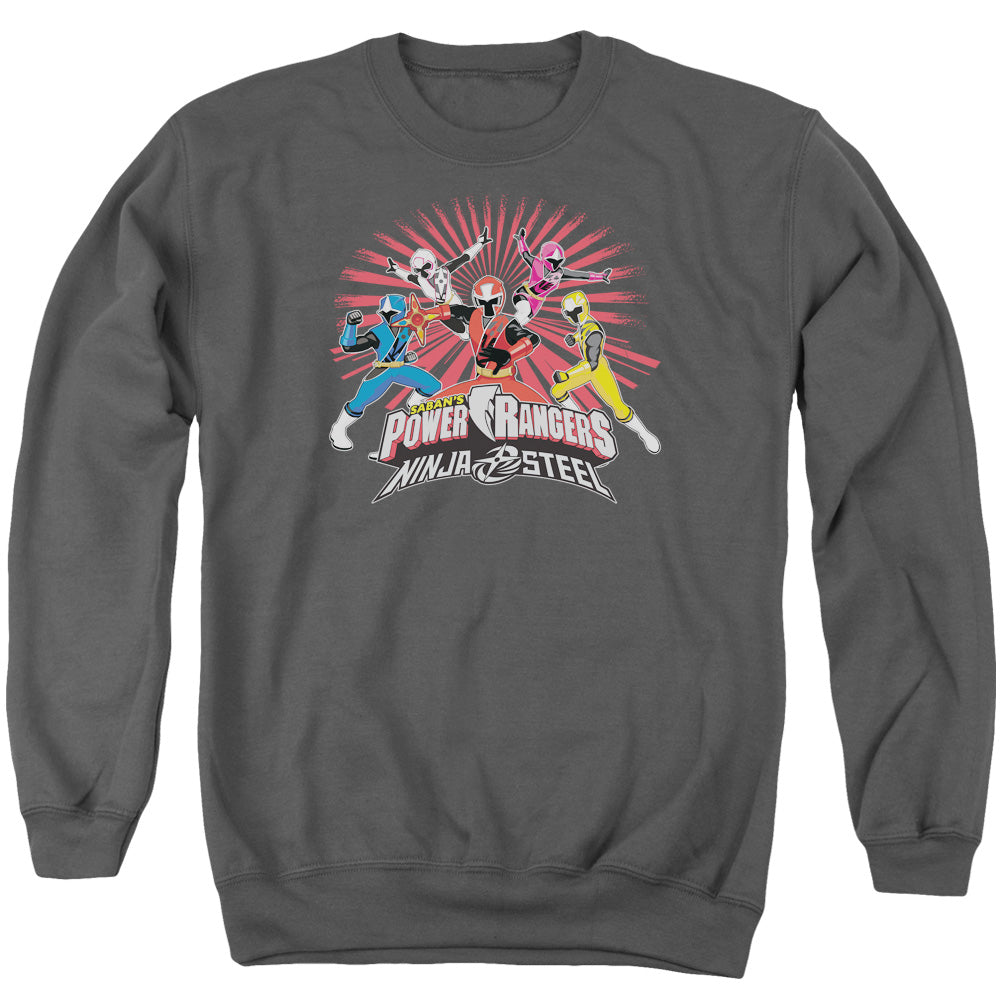 Power Rangers Ninja Blast Mens Crewneck Sweatshirt Charcoal Officially Licensed