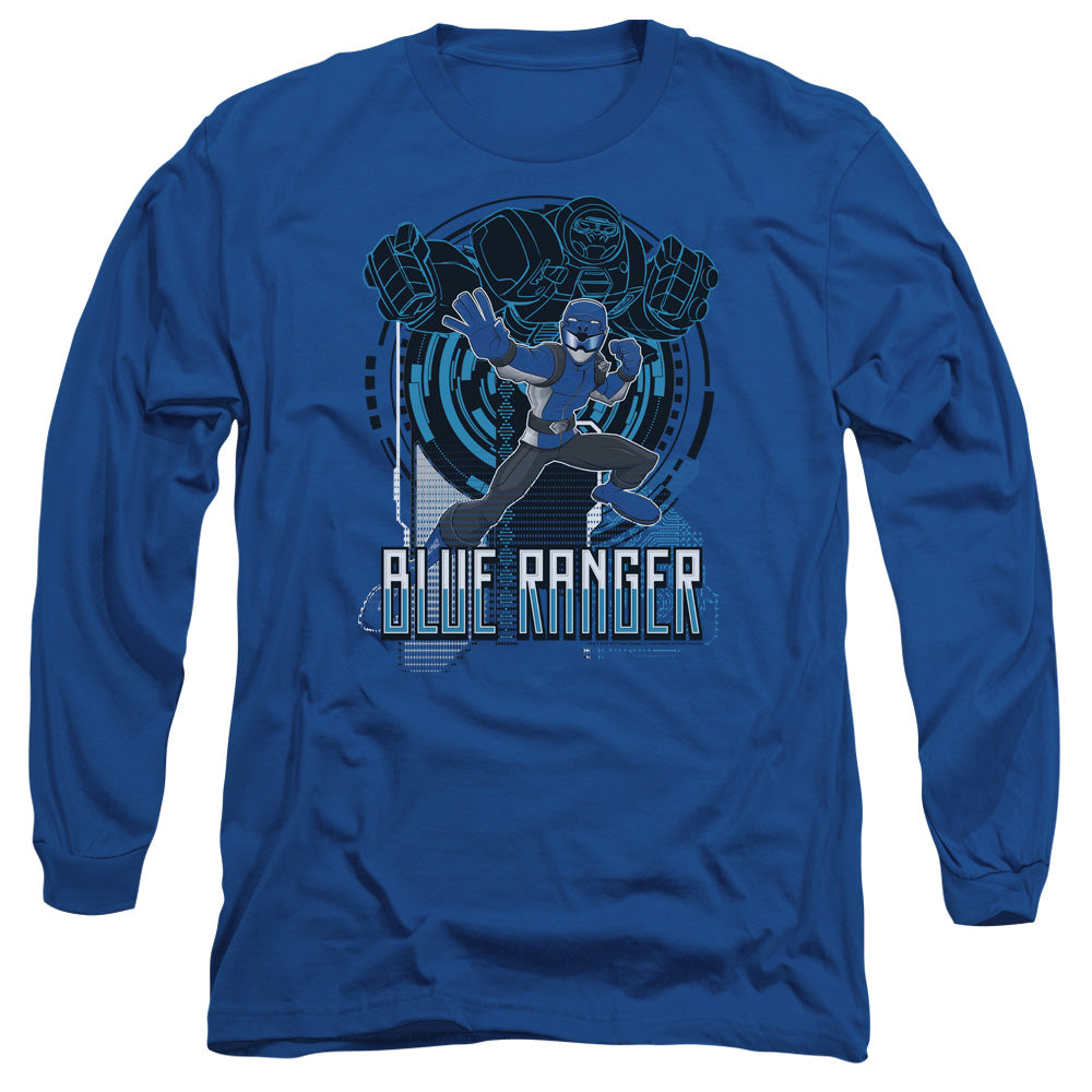 Power Rangers Blue Ranger Mens Long Sleeve Shirt Royal Blue Officially Licensed
