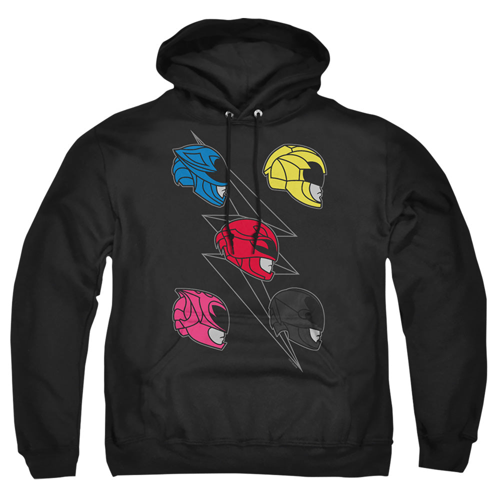 Power Rangers Line Helmets Mens Hoodie Black Officially Licensed