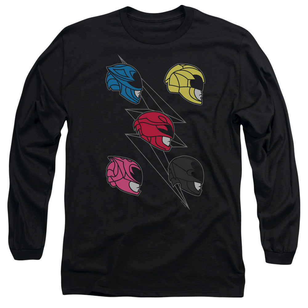 Power Rangers Line Helmets Mens Long Sleeve Shirt Black Officially Licensed