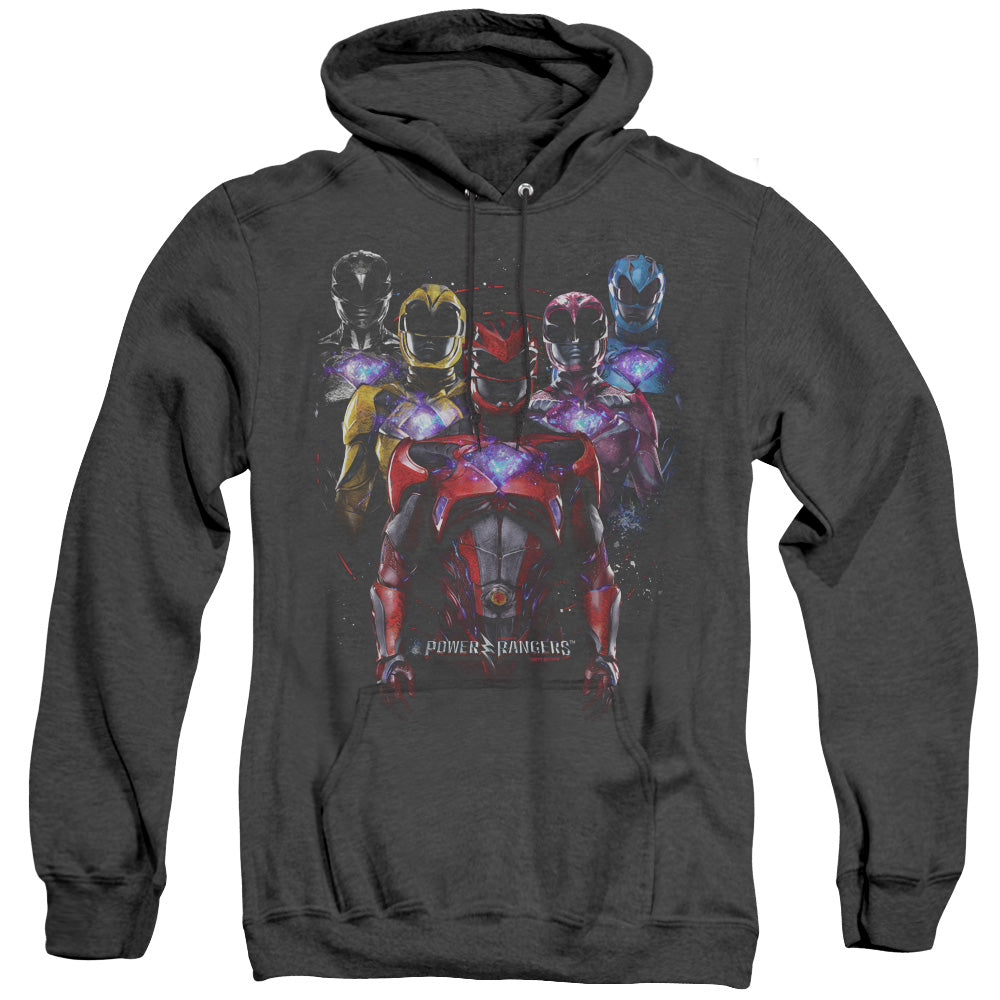 Power Rangers Team Of Rangers Mens Heather Hoodie Black Officially Licensed