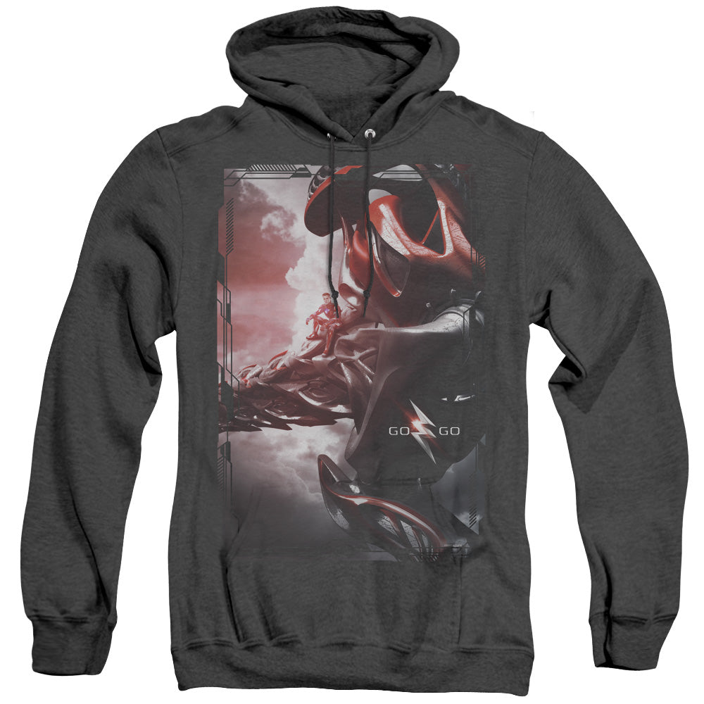 Power Rangers Red Zord Poster Heather Mens Hoodie Black Officially Licensed