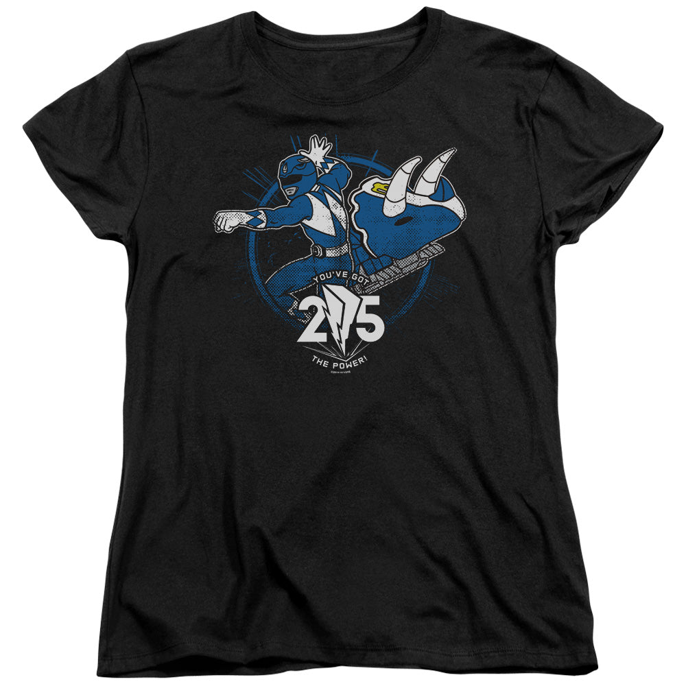 Power Rangers Blue 25 Womens T Shirt Black Officially Licensed