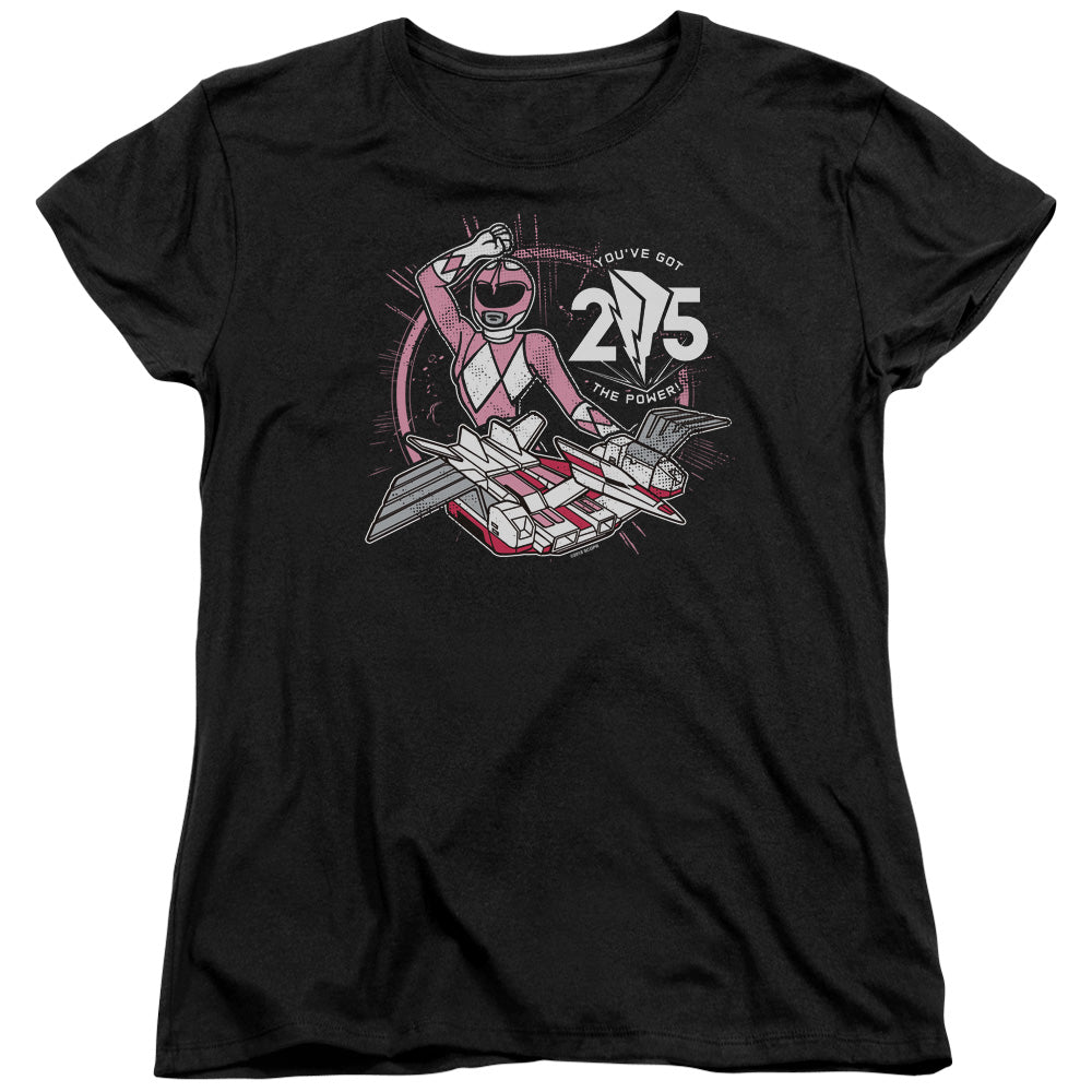 Power Rangers Pink 25 Womens T Shirt Black Officially Licensed