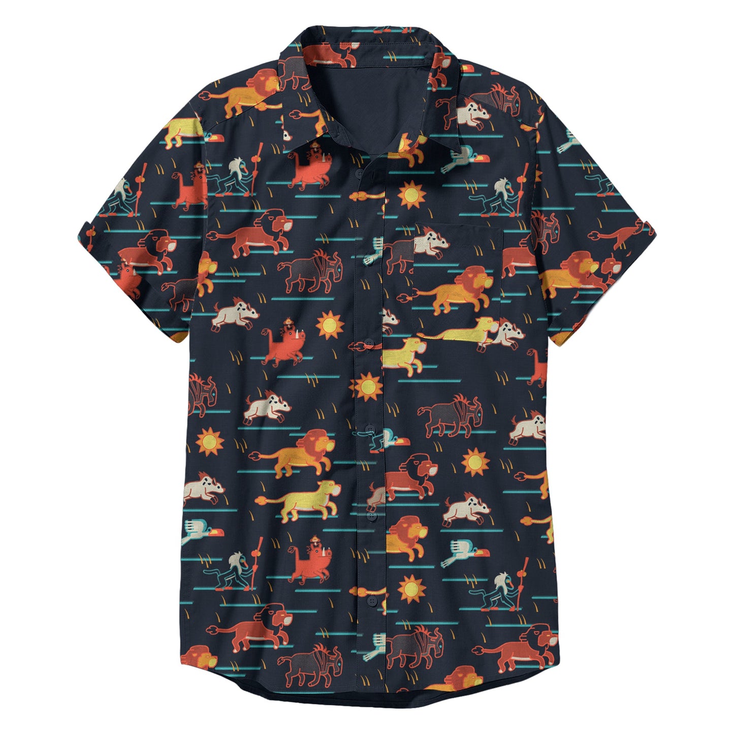 Disney Stampeded Mens Button Up Woven