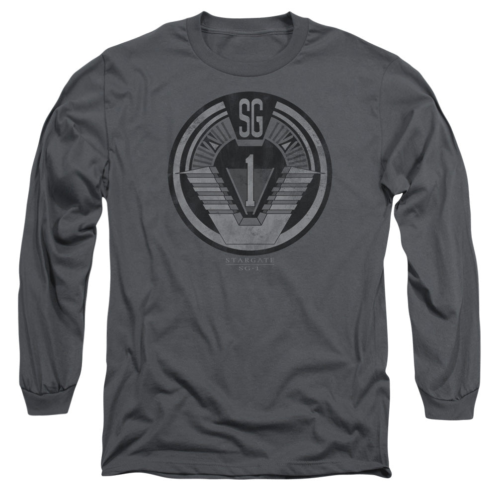 Sg1 Team Badge Mens Long Sleeve Shirt Charcoal Officially Licensed
