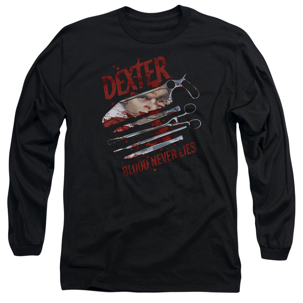 Dexter Blood Never Lies Mens Long Sleeve Shirt Black Officially Licensed