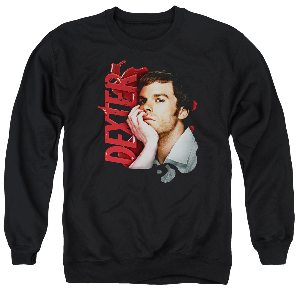 Dexter Layered Mens Crewneck Sweatshirt Black