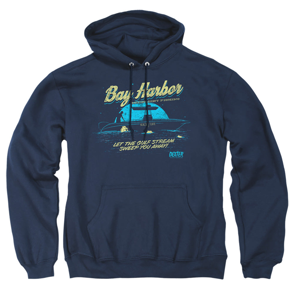 Dexter Moonlight Fishing Mens Hoodie Navy Officially Licensed