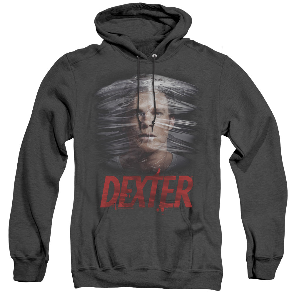 Dexter Plastic Wrap Mens Heather Hoodie Black Officially Licensed