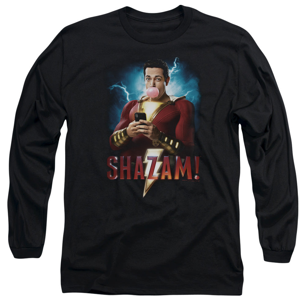 Shazam Movie Blowing Up Mens Long Sleeve Shirt Black Officially Licensed Officially Licensed