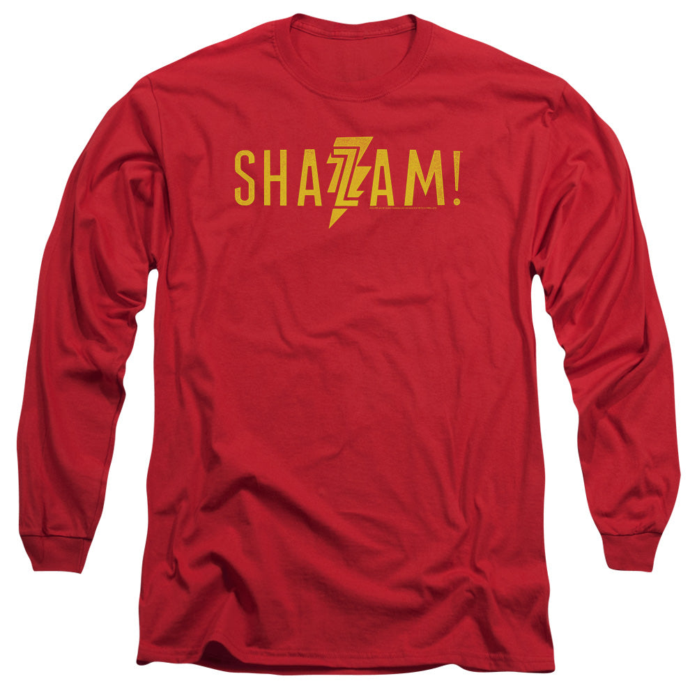 Shazam Movie Flat Logo Mens Long Sleeve Shirt Red Officially Licensed