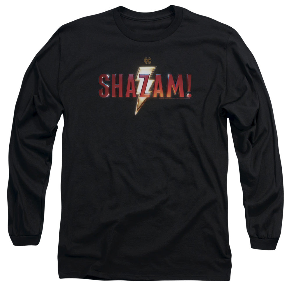 Shazam Movie Shazam Logo Mens Long Sleeve Shirt Black Officially Licensed