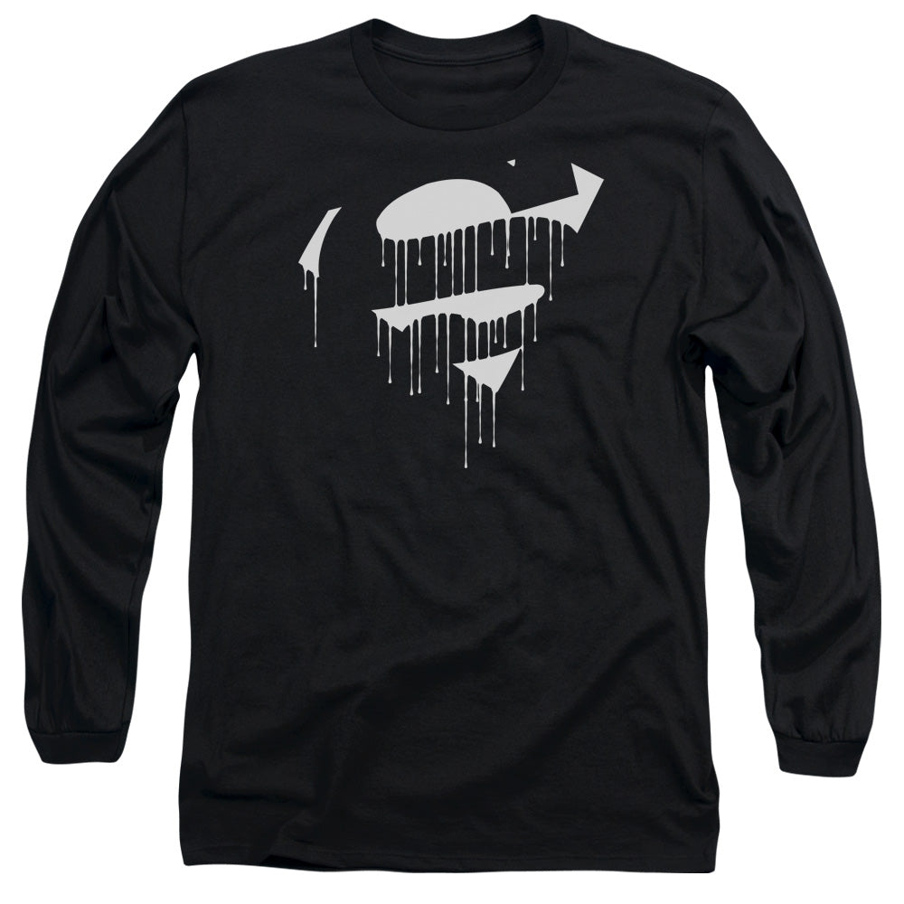 Superman Dripping Shield Mens Long Sleeve Shirt Black Officially Licensed