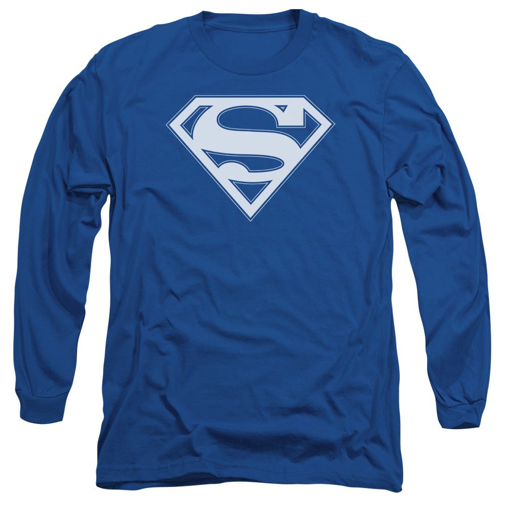 Superman Blue & White Shield Mens Long Sleeve Shirt Royal Officially Licensed